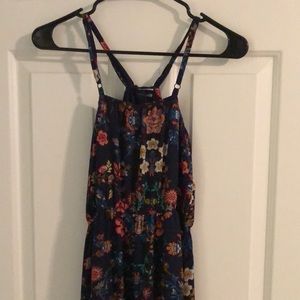 Navy blue with floral print maxi dress